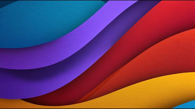 Abstract colorful layered waves background with vibrant blue purple red and yellow curved shapes
