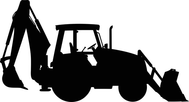 Construction backhoe loader machine silhouette