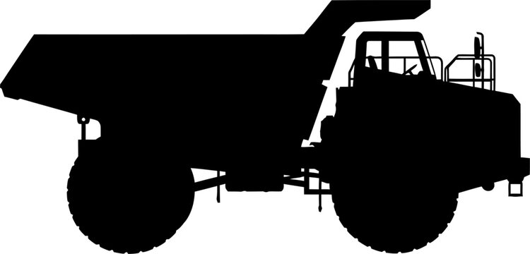 Giant mining dump truck hauling ore from a quarry