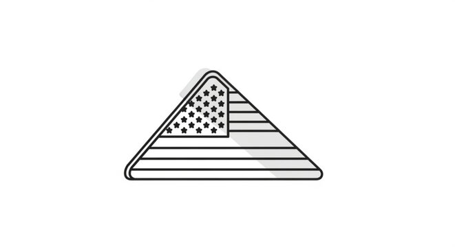 American flag pattern on a triangular warning sign symbol