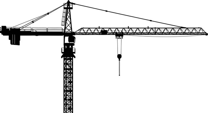 Tall tower crane silhouette for construction site