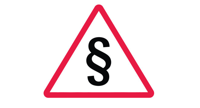 Vector graphic illustration representing a legal warning sign with the section symbol inside a triangle