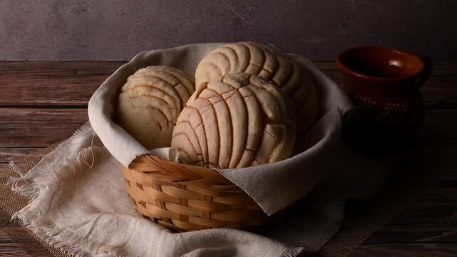 Low key video of traditional vanilla shells in a wicker basket