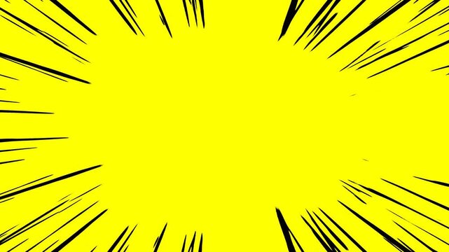 japanese anime speed line. Moving zoom speed line on yellow background. comic anime action speed line
