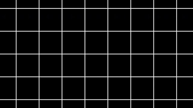 Black background with animated white wireframe grid line fit for overlay layer. Loop abstract motion background for technology, science, blueprint, or infographic concept. 4k vide animation.