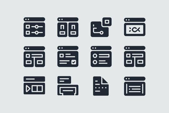 Collection of web browser icons and interface elements.