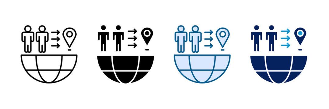 Migration Flow Icon Set Multiple Style Collection