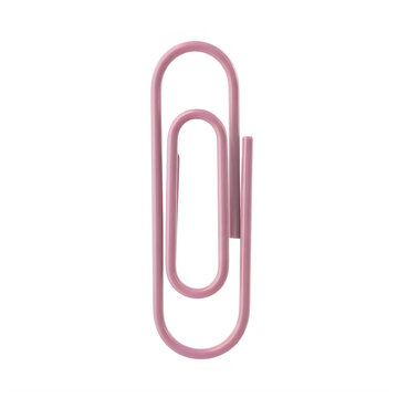 Pink paperclip holding pastel pink paper sheets isolated on a transparent background