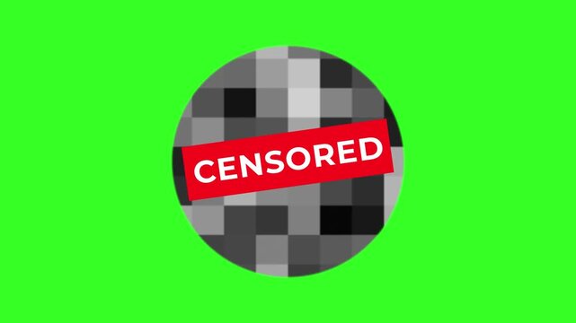 Abstract circle mosaic blur censored animation on green screen background, Animated pixel censored effect for video editing, identity hide, and redacted area 4K