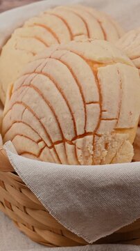 Mexican culinary culture, artisanal sweet bread for breakfast, Mexican conchas
