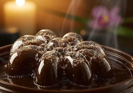 Bubbly brown liquid spa treatment
