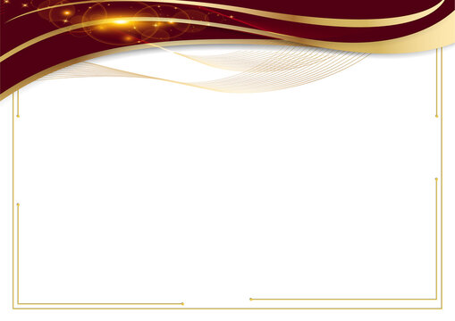Elegant Burgundy and Gold Certificate background Wavy Border with Blank White Space.