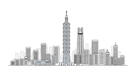 Obraz premium Skyscrapers in a cityscape line drawing.