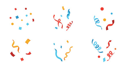Fototapeta premium Colorful confetti scattered across a white background celebrating a festive occasion