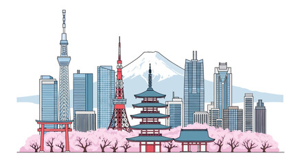 Obraz premium Tokyo cityscape with famous tower.