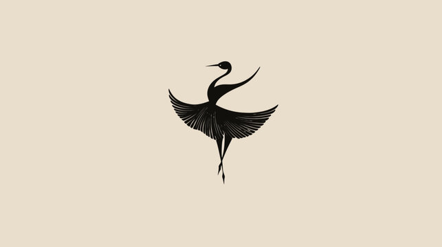 A silhouette of a crane in a graceful pose against a muted background