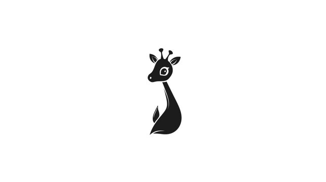 A simple, black graphic of a giraffe against a white background, minimal and clean