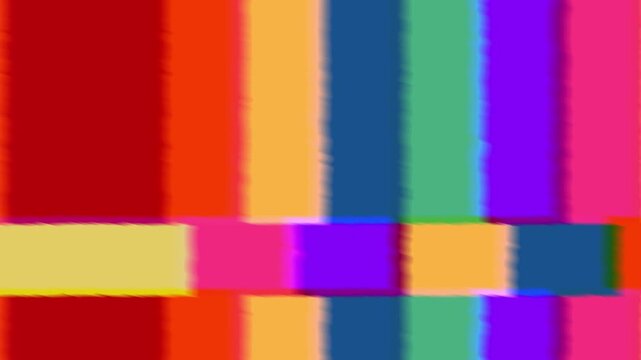 Glitchy Digital No Signal Screen for technical difficulties with Vibrant Color Stripes Background