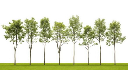 Obraz premium A row of small trees on a grassy field illustration