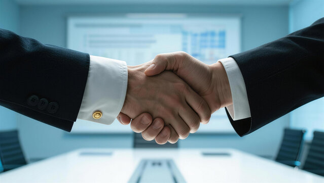 握手商务项目谈判合作成功
