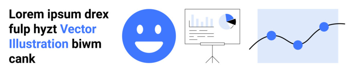 Obraz premium Data visualization, analytics, business insights, presentation design, user feedback, and communication. A happy face, chart and rising graph. Data visualization and analytics concept