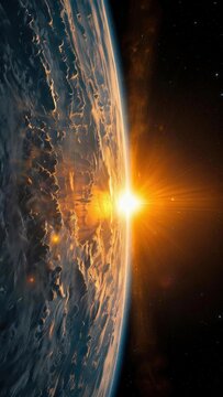 浩瀚天文星球地球天际线逆光
