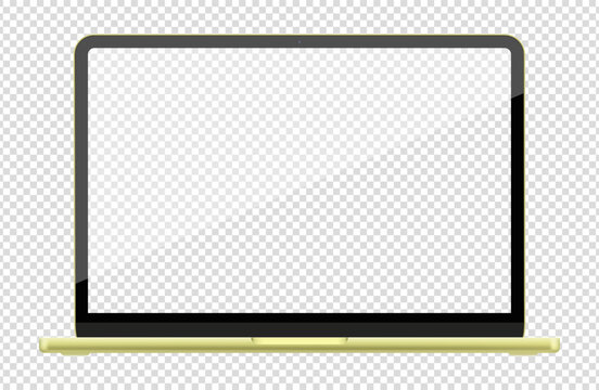 Detailed green notebook PC mockup. Front and rear view isolated on transparent background. Vector illustration