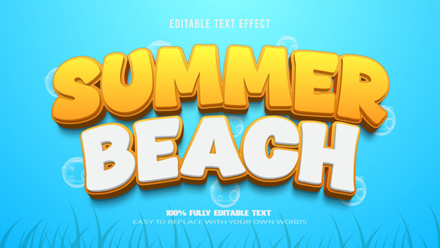 summer baech editable text effect 3d vector