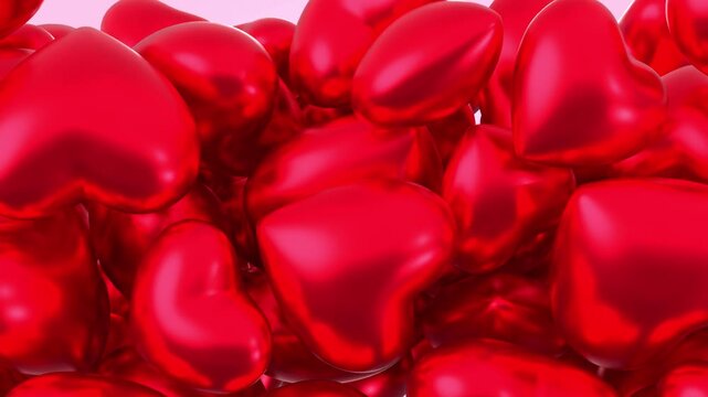 Happy birthday congratulation video with cake and red love hearts. Anniversary celebration loop animation