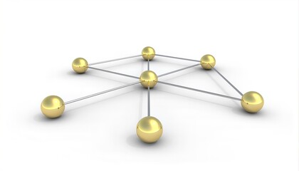 Obraz premium 3D Network Structure with Gold Spheres.