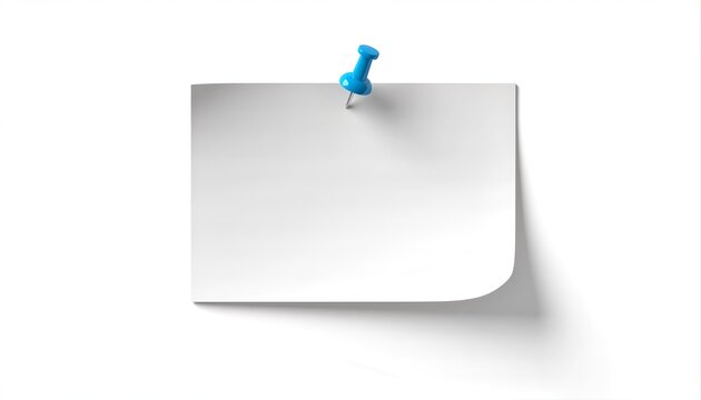 Blank White Note with Blue Push Pin.