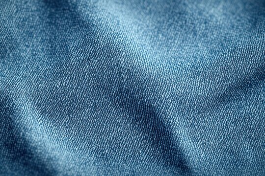 close-up of blue denim fabric showing diagonal twill weave, visible threads and gentle folds conveying casual rugged cozy texture