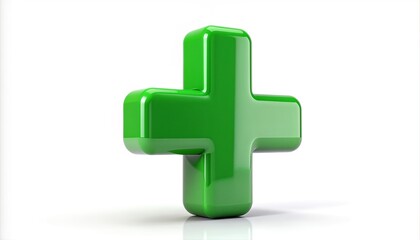 Fototapeta premium Green Plus Sign Symbol on White Background.