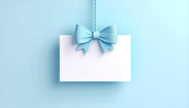 White Gift Box with Blue Bow Hanging.