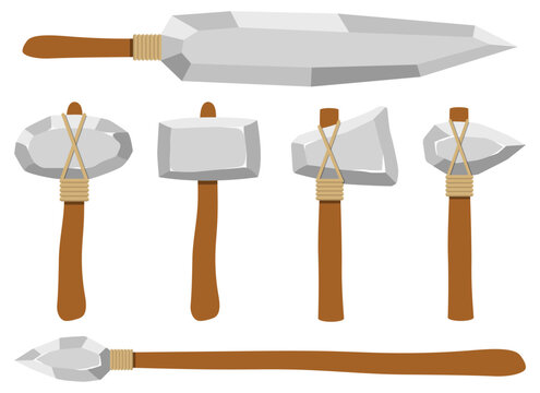 Stone Age Tools: A Collection of Primitive Axes, Hammers, and Spears