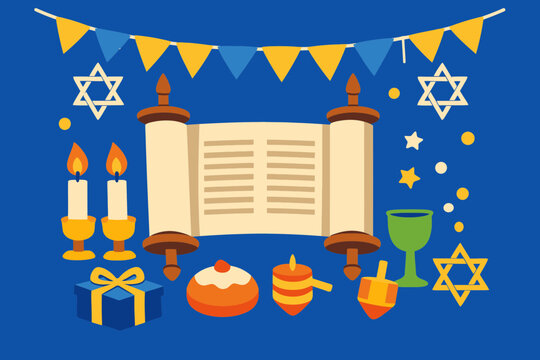 Last Day of Passover Celebration with Torah Scroll and Candles