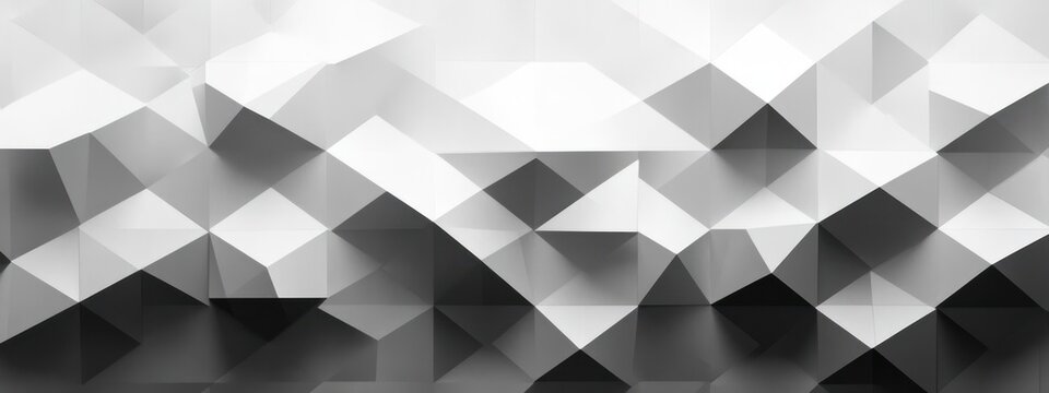 Monochrome geometric mosaic of interlocking triangular facets with subtle 3D shading and a calm futuristic feel