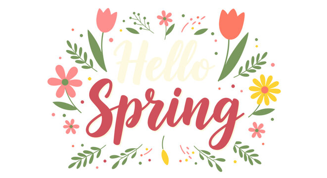 Embrace the vibrant awakening of nature with a charming, colorful floral illustration welcoming the joyous freshness of the spring season