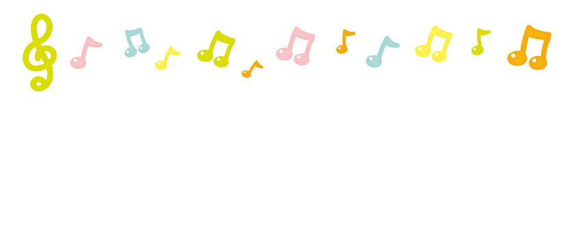 パステル音符のイラスト背景素材|ベイビー・キッズ向け素材/Pastel musical note illustration background material