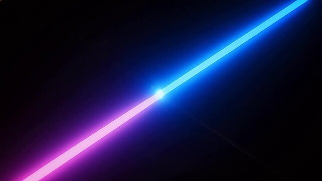Two intersecting neon light beams