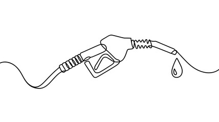 Obraz premium Fuel Gasoline Pump Illustration: Simple Line Art Icon in Black and White for Automobile Refueling Transporation