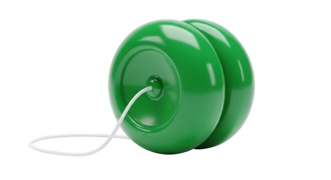 A green yo-yo with a white string