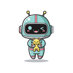 Fototapeta premium Robot Teddy Bear Illustration Commercial Use