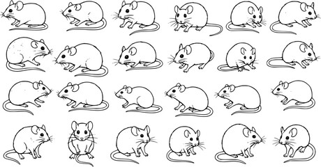 Fototapeta premium Collection of Stylized Mouse Illustrations in Various Poses and Styles