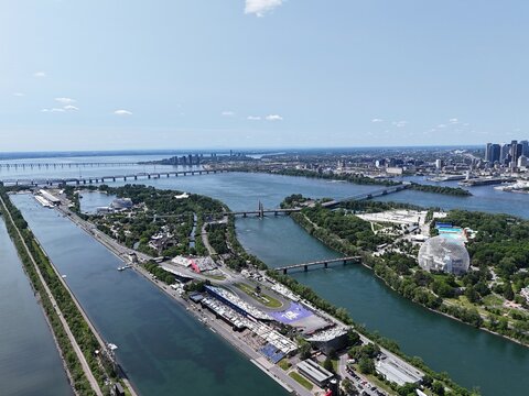 14th of June 2025. Helicopter flight view of the Formula 1 Circuit Gilles Villeneuve in Montreal. Quebec, Canada