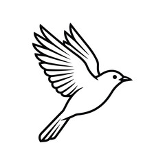 Obraz premium Flying oriole silhouette flat line art icon, minimal bird illustration