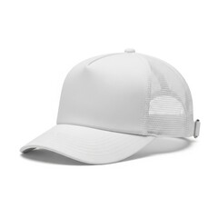 Fototapeta premium Stylish white mesh cap with curved brim and adjustable strap