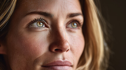 Obraz premium Blonde woman closeup portrait with right gaze