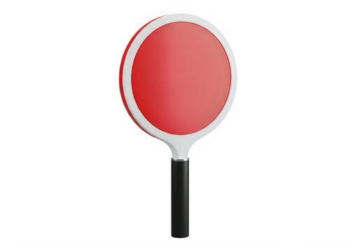 A red and white fly swatter on a black handle isolated on transparent background
