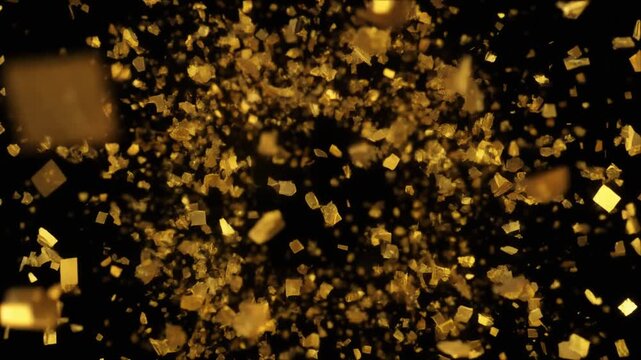 黒背景金色破片飛散スローモーション爆発動画